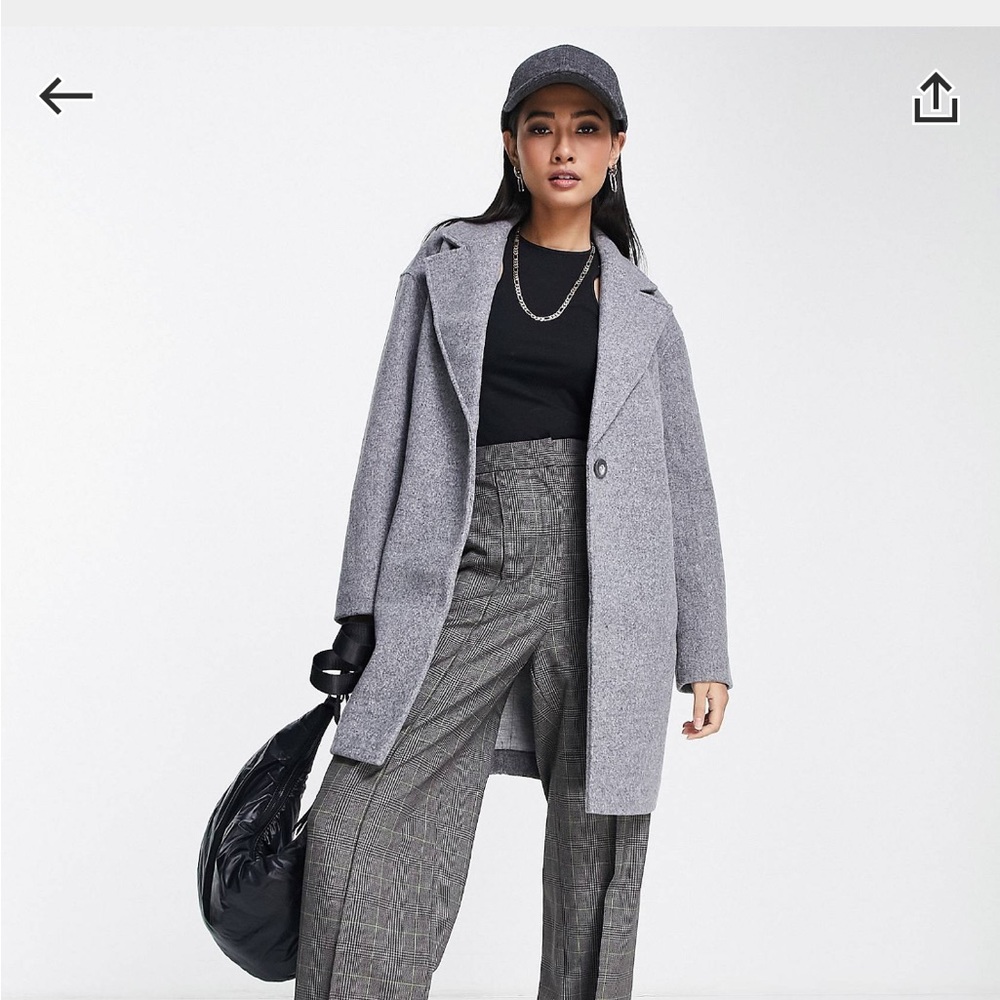 Topshop Single Breasted Mid-Length Coat